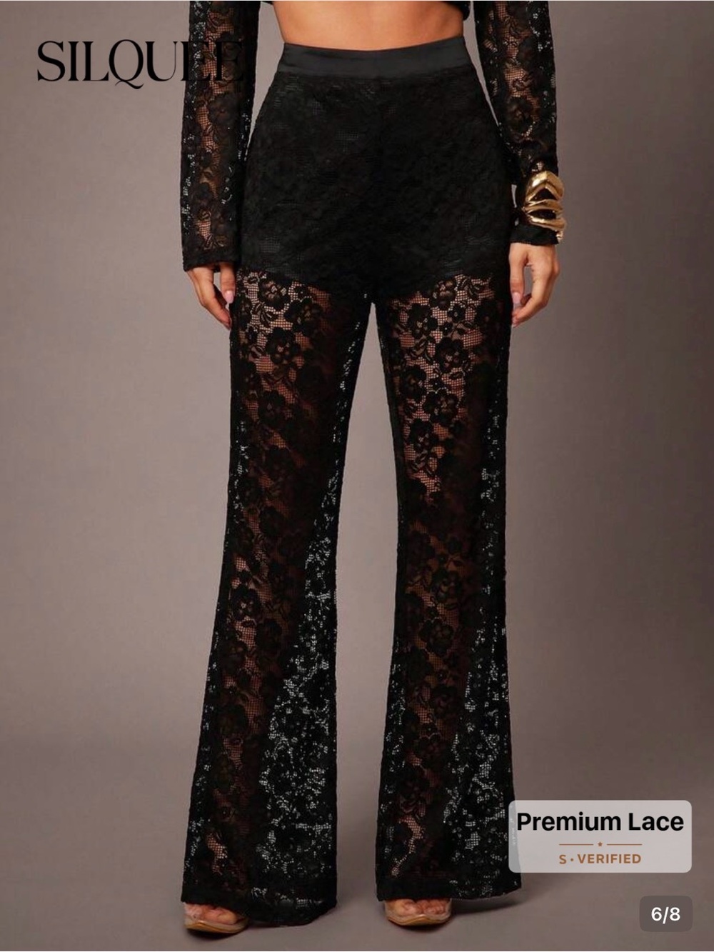 Silque Black Lace Wide-Leg Jumpsuit Pants. Brand New. Pants Only